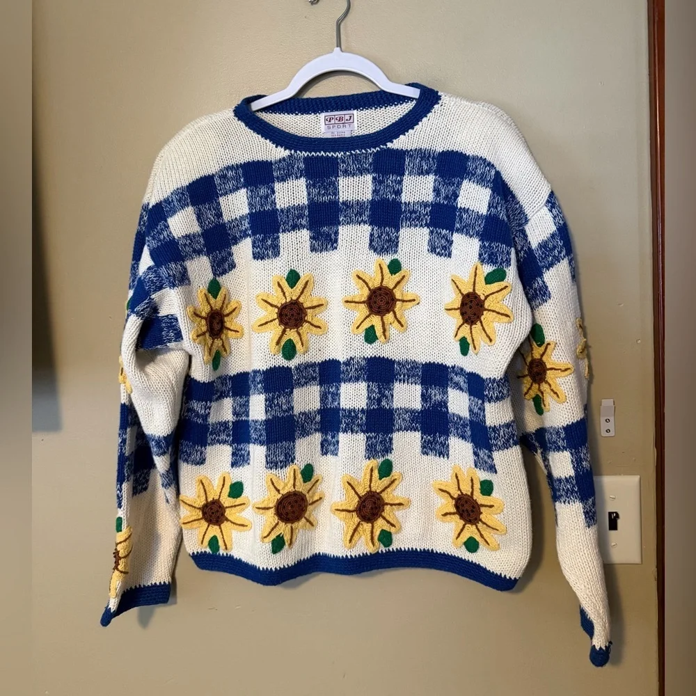 Vintage PBJ Sport Sunflower Knit Sweater
